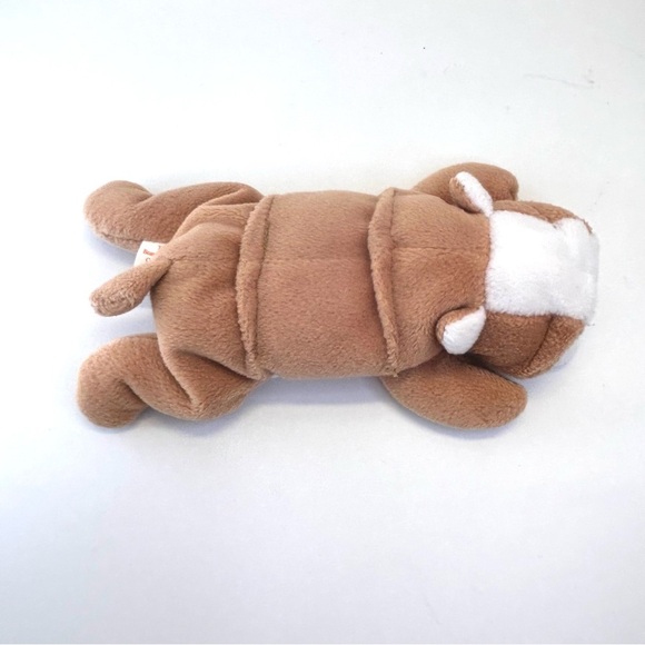 Wrinkles Bulldog 1996 Ty Beanie Babies Plush Stuffed Animal 8" Long Brown White - Picture 7 of 10